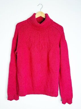 Sundance Pink Cable Knit Turtleneck Sweater Size Large NWT Silk Cotton